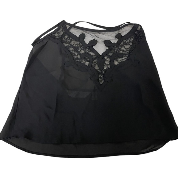 Vintage Victoria's Secret Lace Cami Top Black Sheer Sleeveless‎ Tank Top Large - Picture 2 of 14